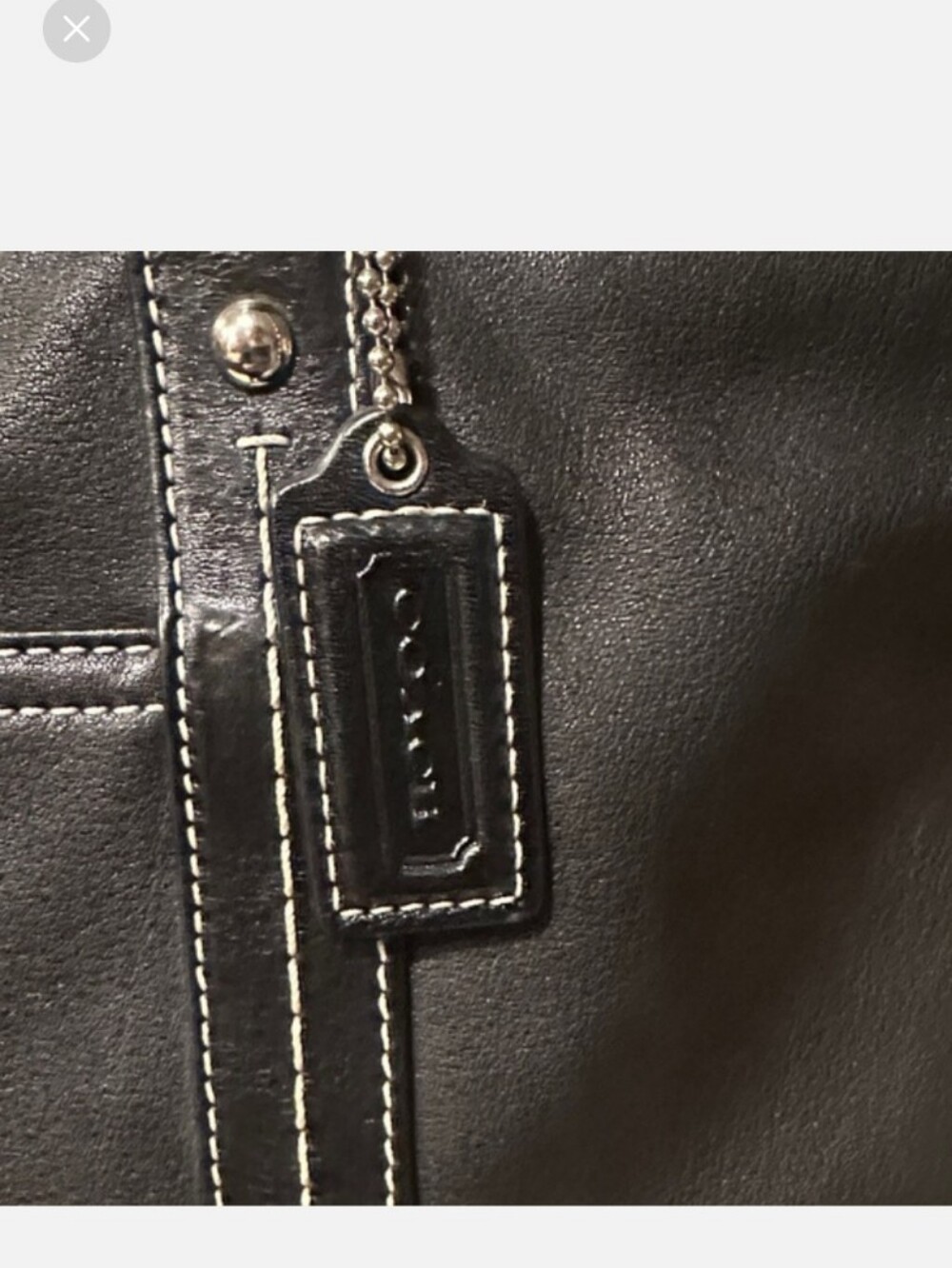 Coach Black Leather Tote Bag with Contrast Stitching F13098 LIKE NEW - Picture 3 of 14